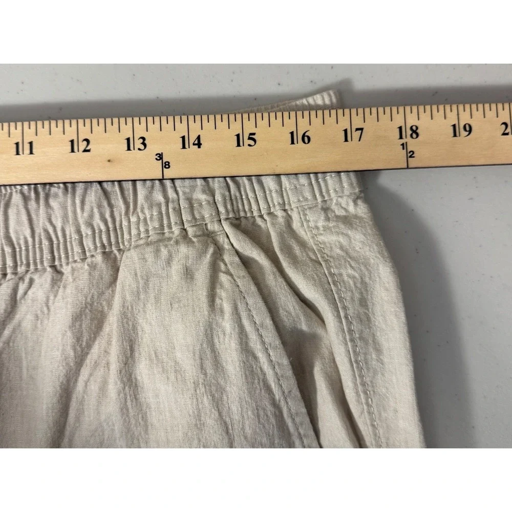 Mutual Weave Beach Pant Men L Khaki Relaxed Cotton Linen Blend Drawstring NEW‎